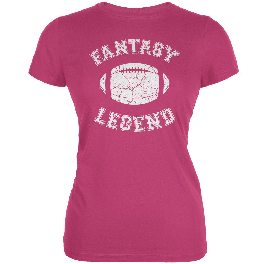 Fantasy Football Distressed Legend Berry Pink Juniors Soft T-Shirt Juniors T-Shirts Old Glory LG Pink 