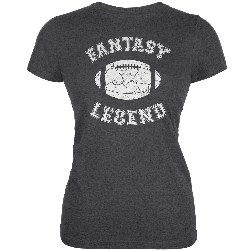 Fantasy Football Distressed Legend Dark Heather Juniors Soft T-Shirt Juniors T-Shirts Old Glory 2XL Grey 