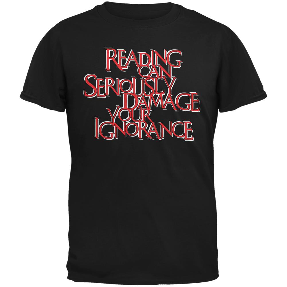 Reading Damages Ignorance Funny Black Adult T-Shirt Men's T-Shirts Old Glory 2XL Black 
