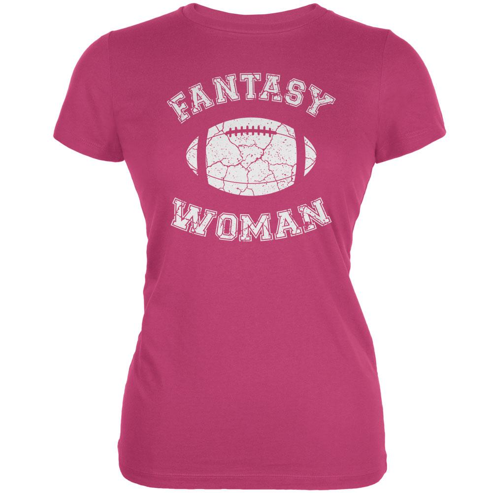 Fantasy Football Distressed Woman Berry Pink Juniors Soft T-Shirt Juniors T-Shirts Old Glory LG Pink 