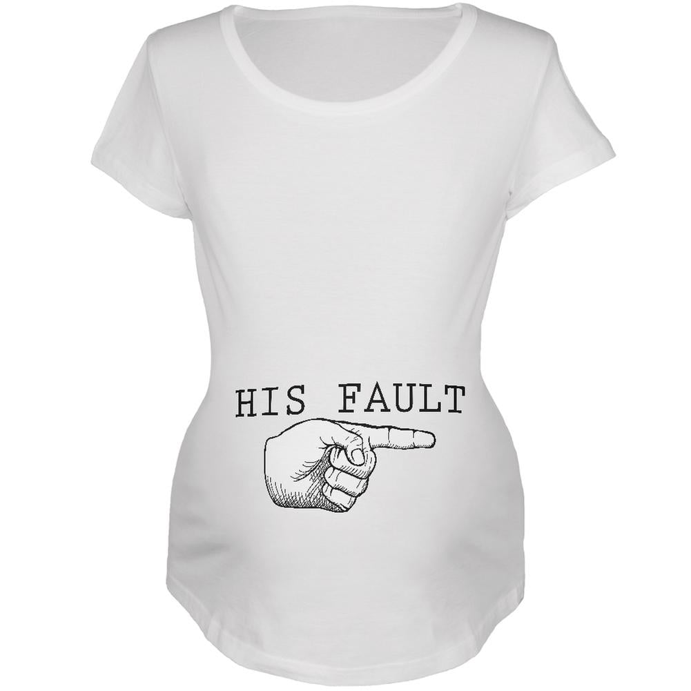 His Fault White Maternity Soft T-Shirt Maternity T-Shirts Old Glory 2XL White 