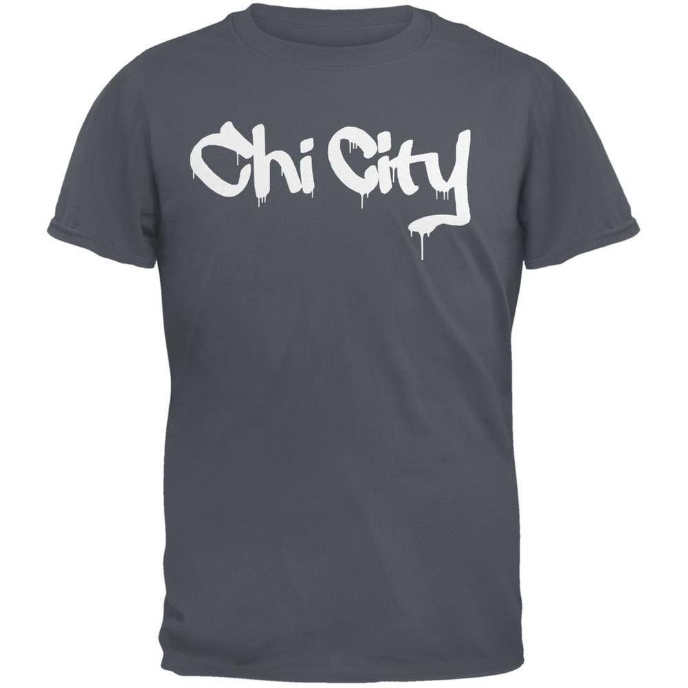 Chicago Chi City Graffiti Charcoal Grey Adult T-Shirt Men's T-Shirts Old Glory 2XL Grey 