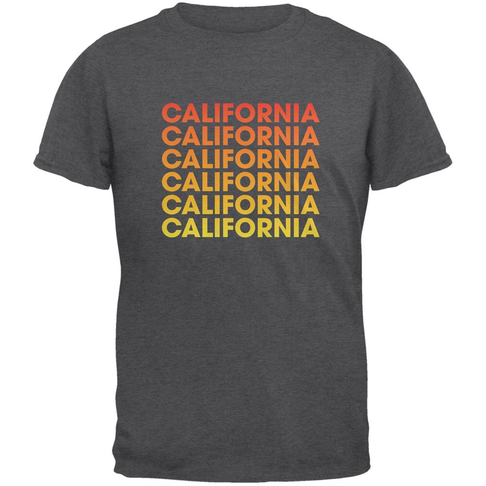 California Repeating Gradient Dark Heather Adult T-Shirt Men's T-Shirts Old Glory 2XL Grey 