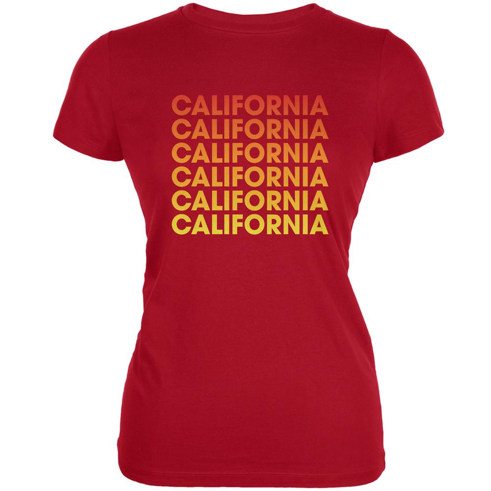 California Repeating Gradient Red Juniors Soft T-Shirt Juniors T-Shirts Old Glory 2XL Red 