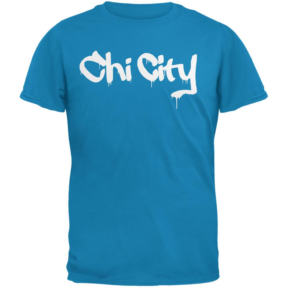 Chicago Chi City Graffiti Sapphire Blue Adult T-Shirt Men's T-Shirts Old Glory 2XL Blue 