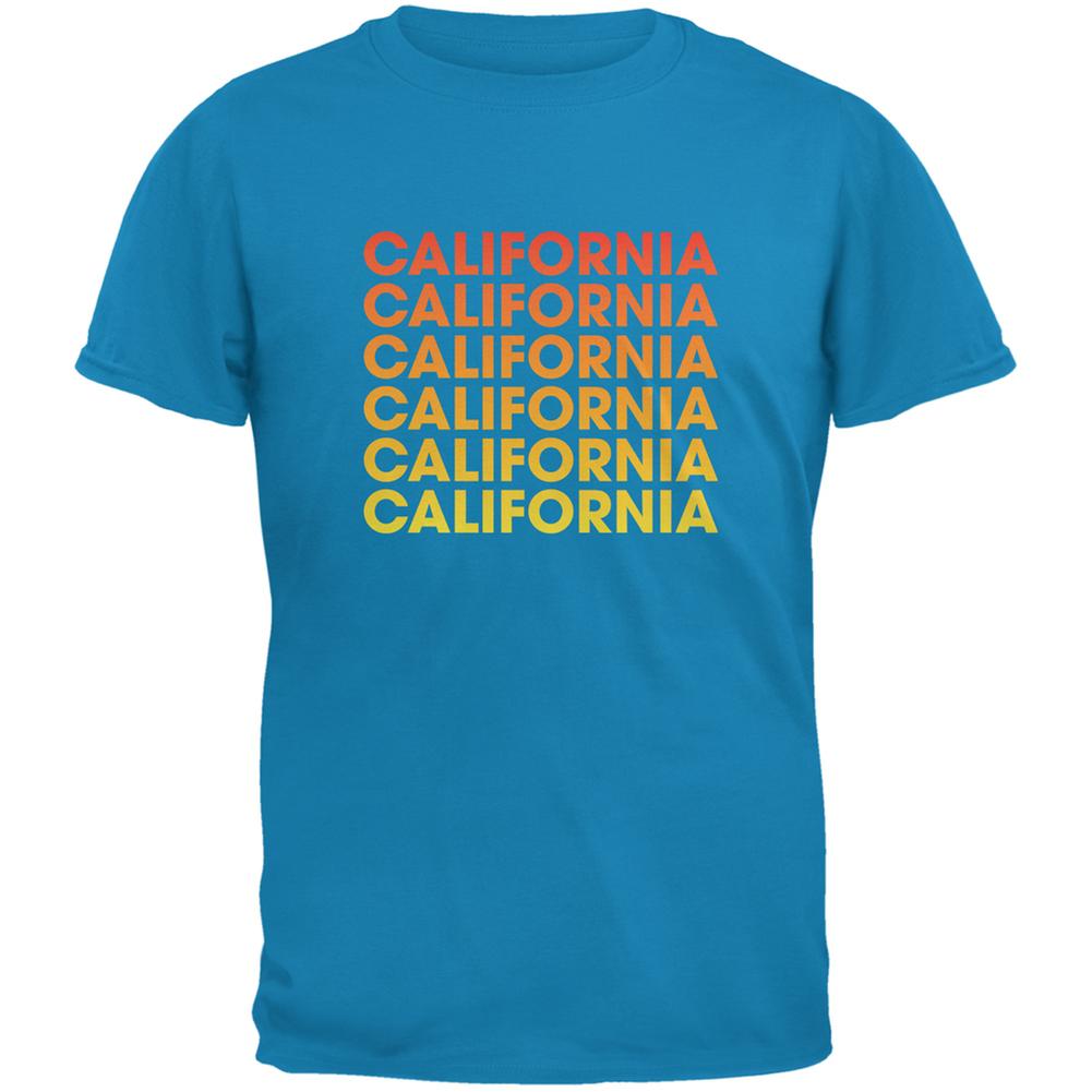 California Repeating Gradient Sapphire Blue Adult T-Shirt Men's T-Shirts Old Glory 2XL Blue 