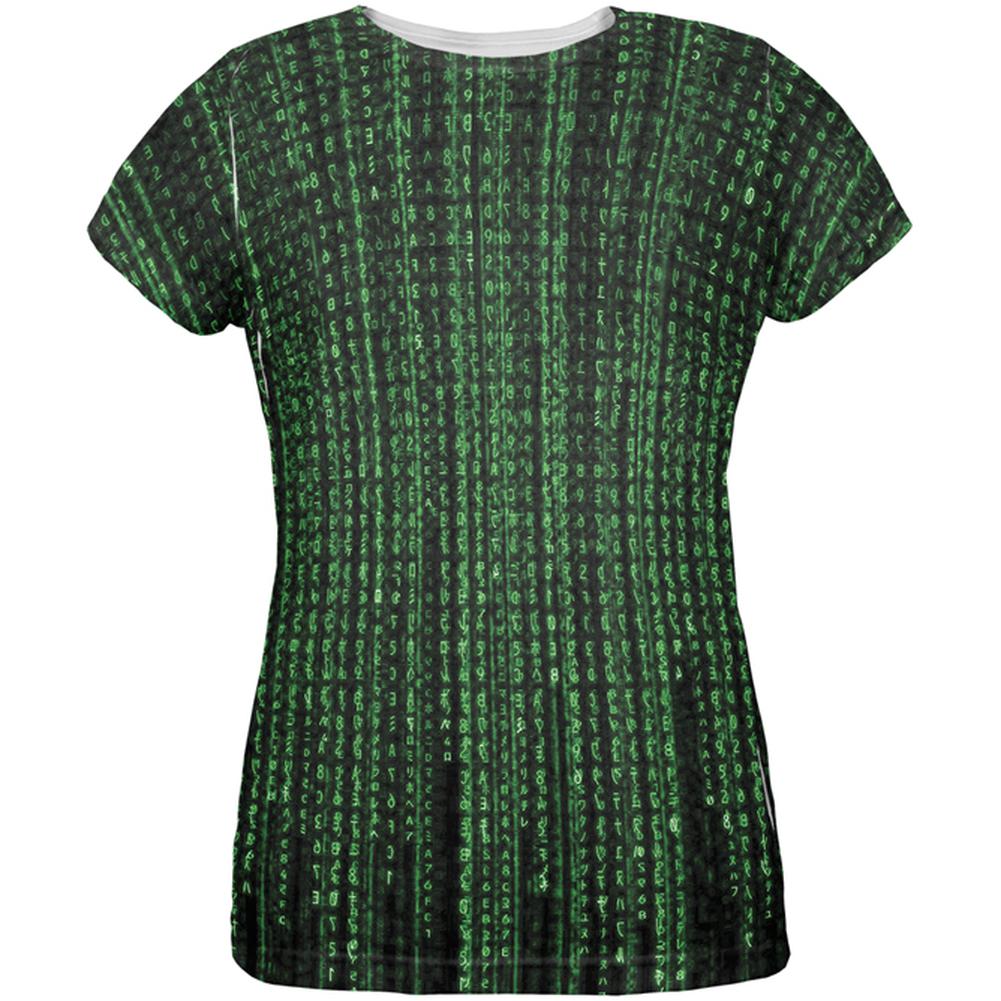 Falling Binary Code All Over Womens T-Shirt Women's T-Shirts Old Glory 2XL Multi 