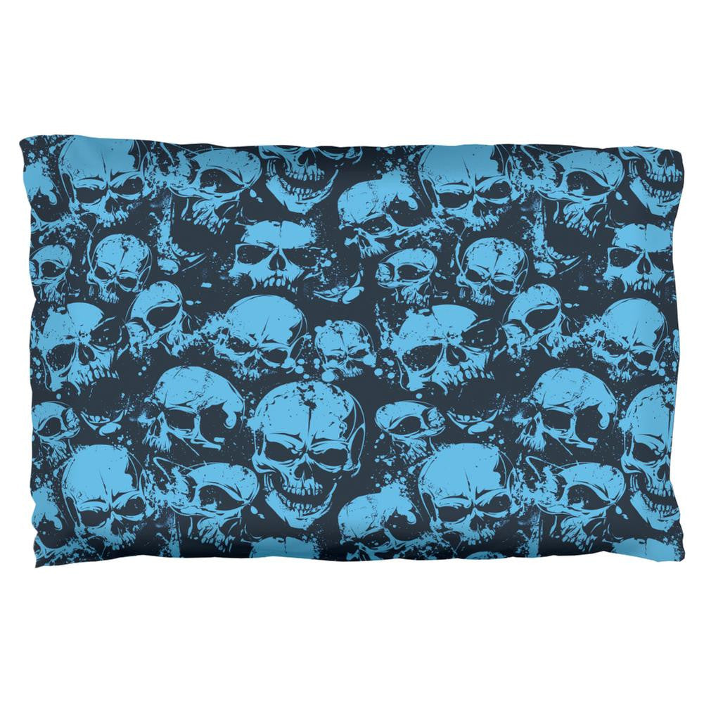 Blue Angry Skulls Pillow Case Pillowcases Old Glory OS White 