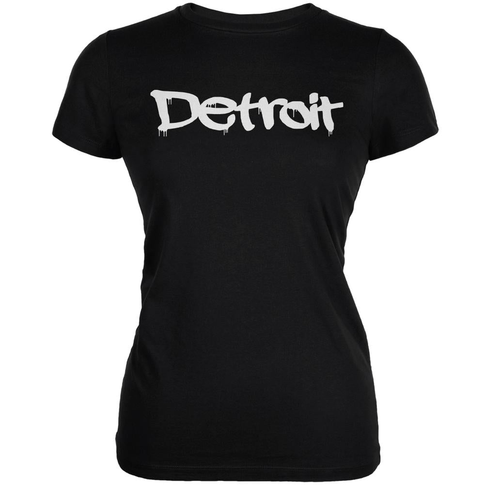 Detroit Graffiti Black Juniors Soft T-Shirt Juniors T-Shirts Old Glory 2XL Black 