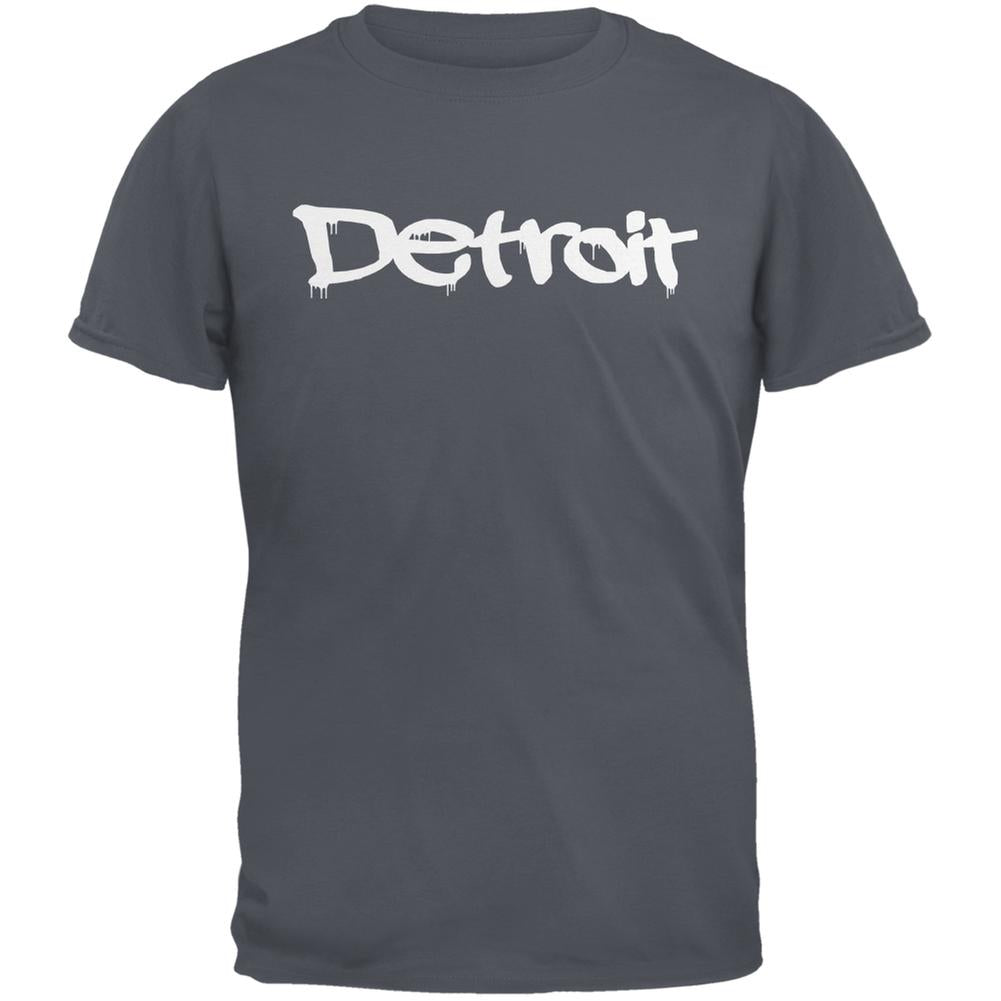 Detroit Graffiti Charcoal Grey Adult T-Shirt Men's T-Shirts Old Glory 2XL Grey 