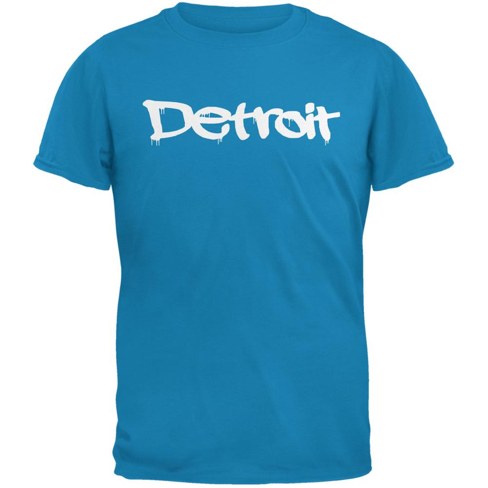 Detroit Graffiti Sapphire Blue Adult T-Shirt Men's T-Shirts Old Glory 2XL Blue 