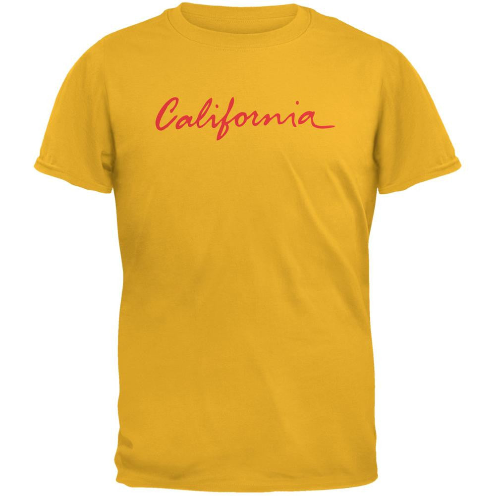 California License Plate Gold Adult T-Shirt Men's T-Shirts Old Glory 2XL Yellow 