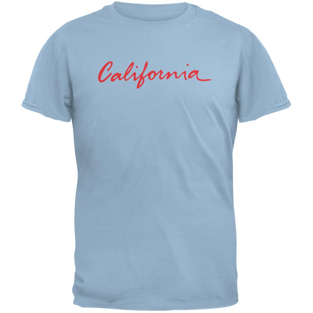 California License Plate Light Blue Adult T-Shirt Men's T-Shirts Old Glory 2XL Blue 