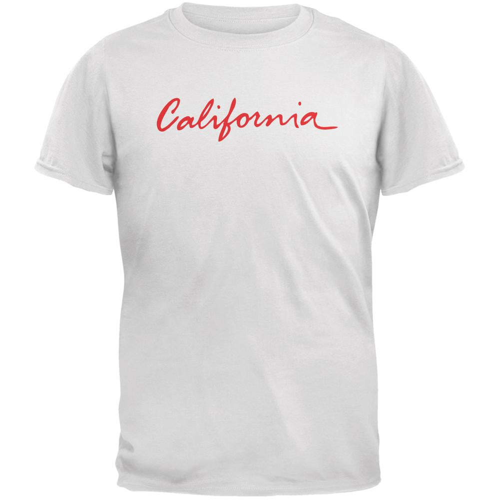 California License Plate White Adult T-Shirt Men's T-Shirts Old Glory 2XL White 