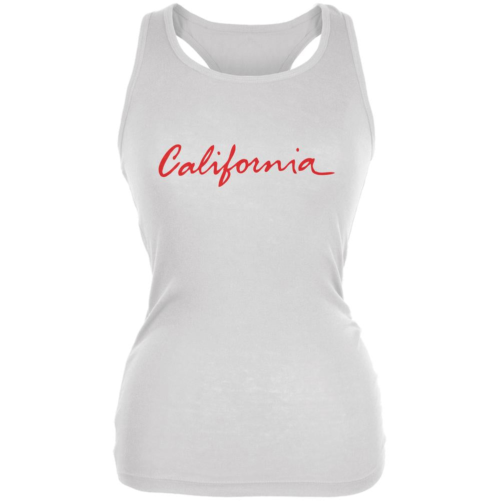 California License Plate White Juniors Soft Tank Top Juniors Tank Tops Old Glory 2XL White 