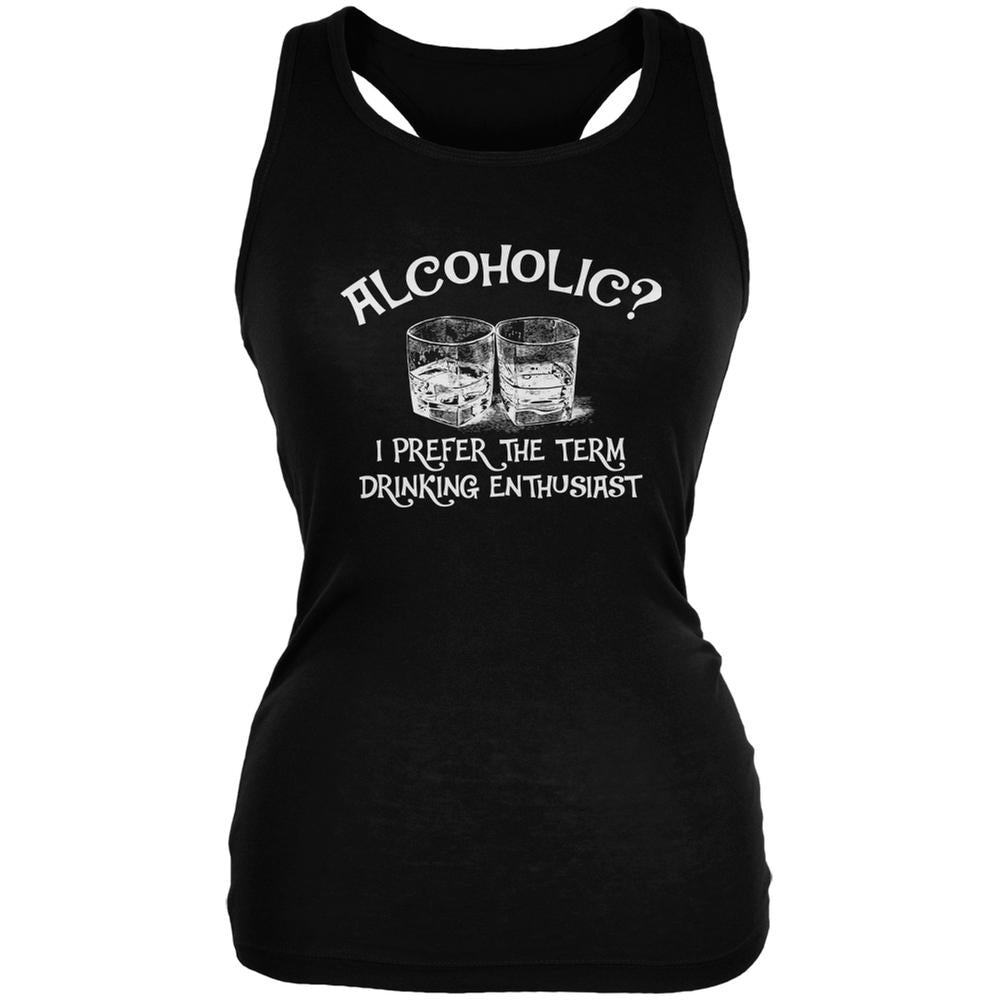 Funny Drinking Enthusiast Black Juniors Soft Tank Top Juniors Tank Tops Old Glory SM Black 