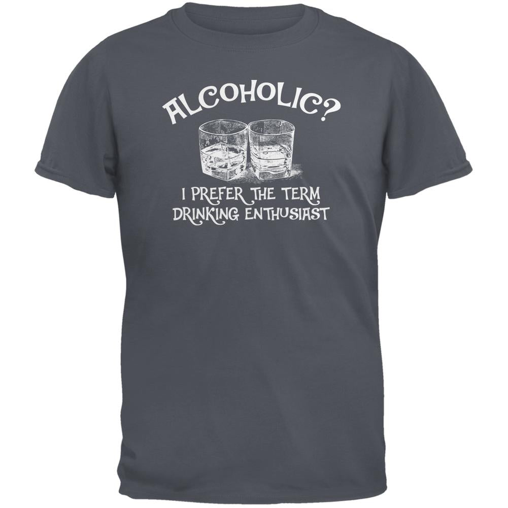 Funny Drinking Enthusiast Charcoal Grey Adult T-Shirt Men's T-Shirts Old Glory SM Grey 
