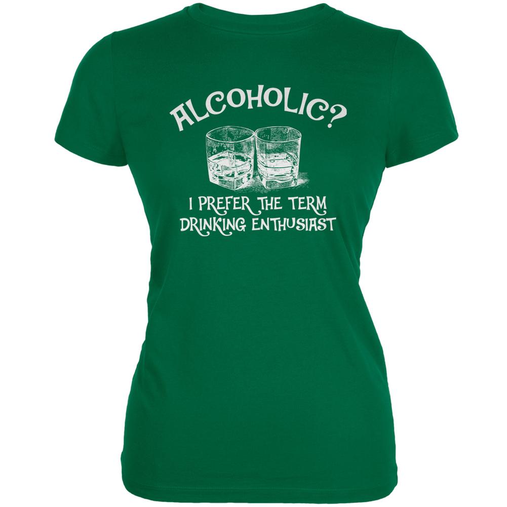 Funny Drinking Enthusiast Kelly Green Juniors Soft T-Shirt Juniors T-Shirts Old Glory SM Green 