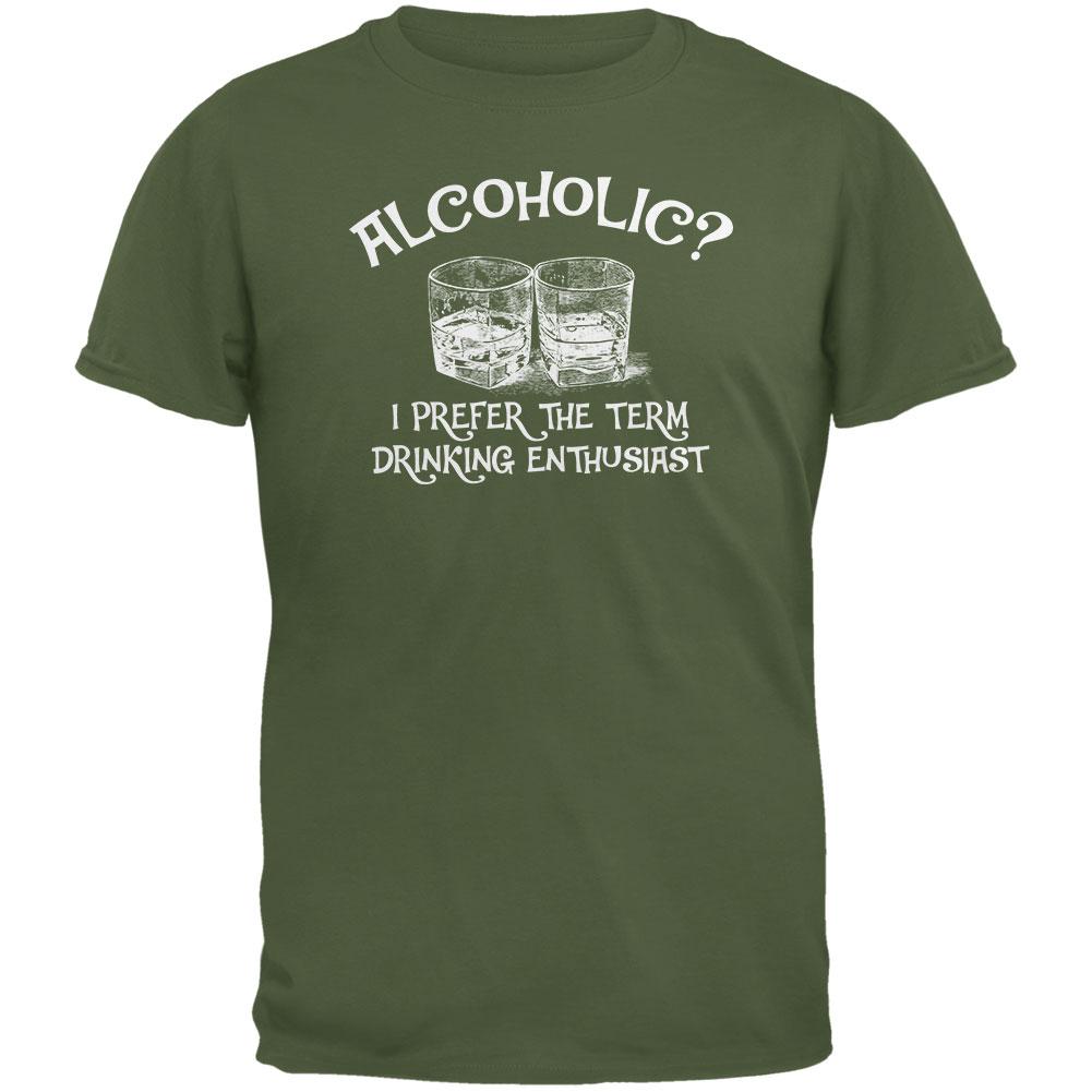Funny Drinking Enthusiast Military Green Adult T-Shirt Men's T-Shirts Old Glory SM Green 