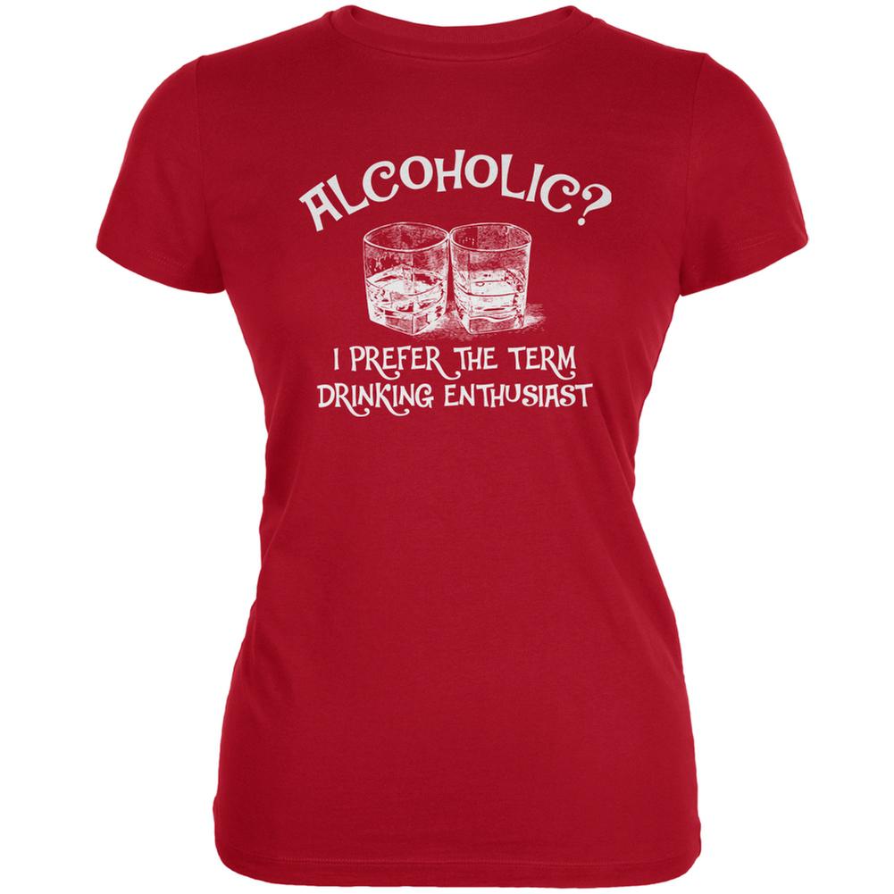 Funny Drinking Enthusiast Red Juniors Soft T-Shirt Juniors T-Shirts Old Glory SM Red 