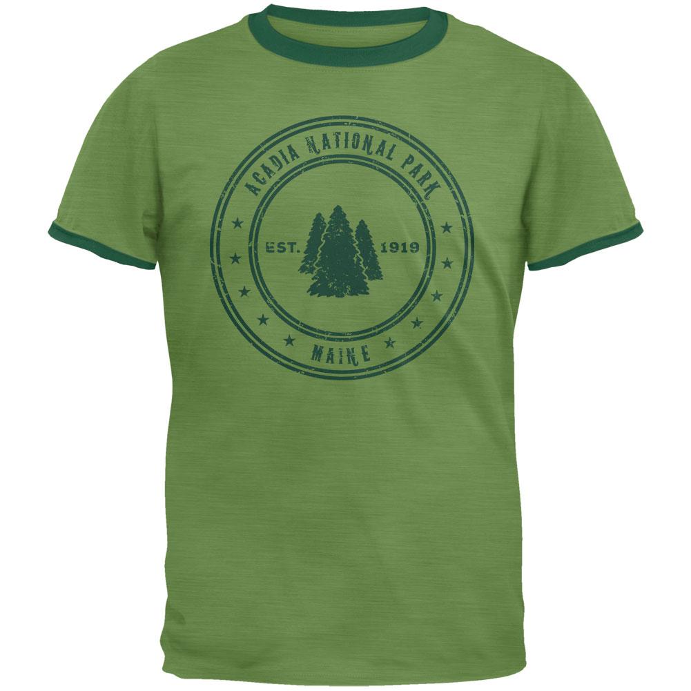 Acadia National Park Vintage Heather Green-Forest Men's Ringer T-Shirt Men's T-Shirts Old Glory 2XL Green 