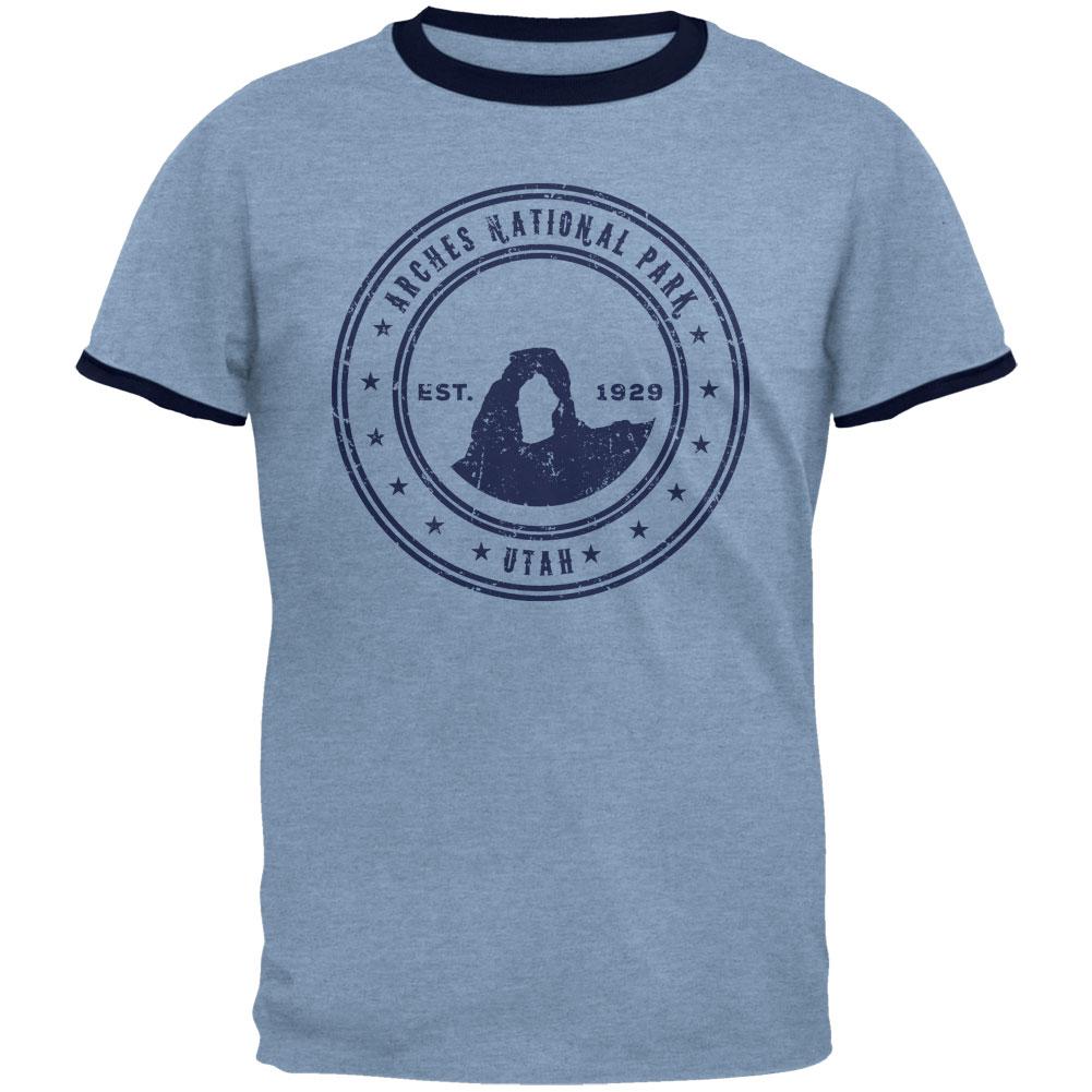 Arches National Park Vintage Heather Blue Men's Ringer T-Shirt Men's T-Shirts Old Glory MD Blue 