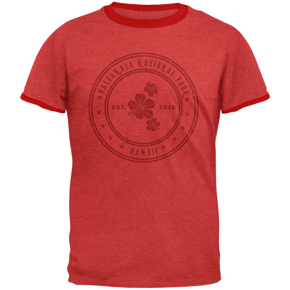 Haleakala National Park Vintage Heather Red Men's Ringer T-Shirt Men's T-Shirts Old Glory MD Red 