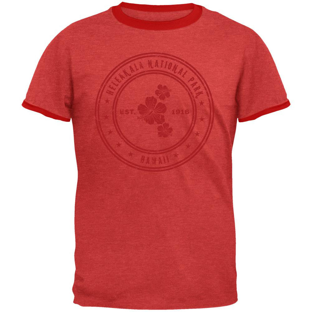 Haleakala National Park Vintage Heather Red Men's Ringer T-Shirt Men's T-Shirts Old Glory LG Red 