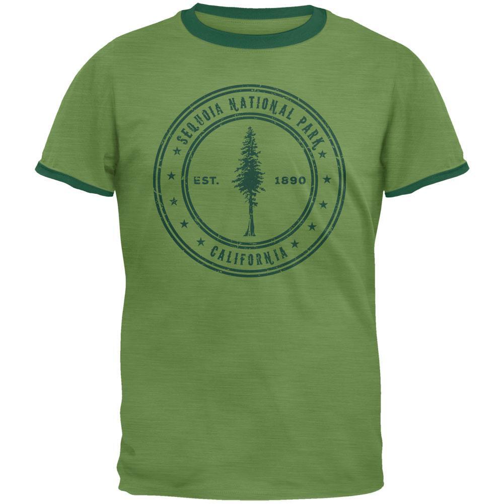 Sequoia National Park Vintage Heather Green Men's Ringer T-Shirt Men's T-Shirts Old Glory 2XL Green 