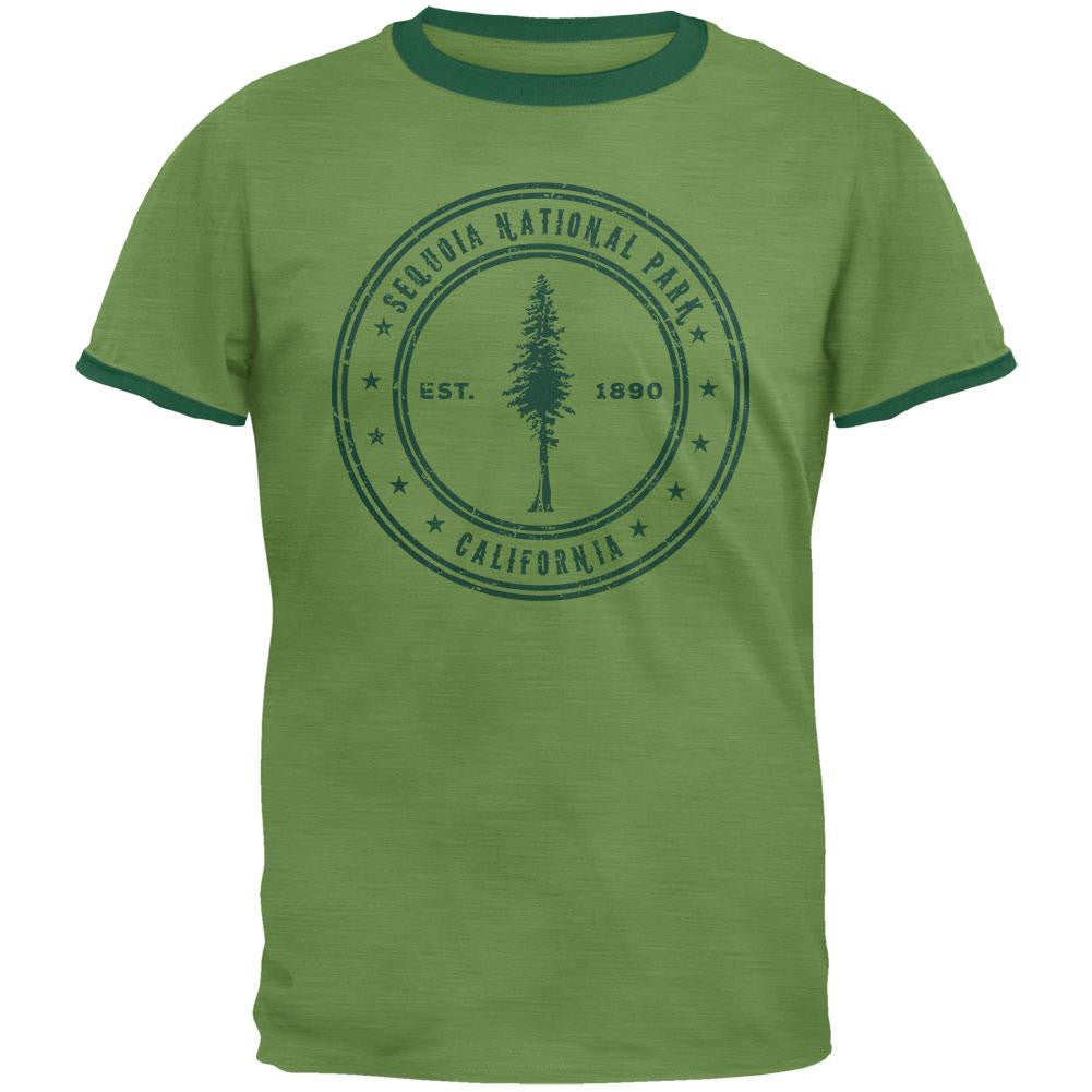 Sequoia National Park Vintage Heather Green Men's Ringer T-Shirt Men's T-Shirts Old Glory 2XL Green 