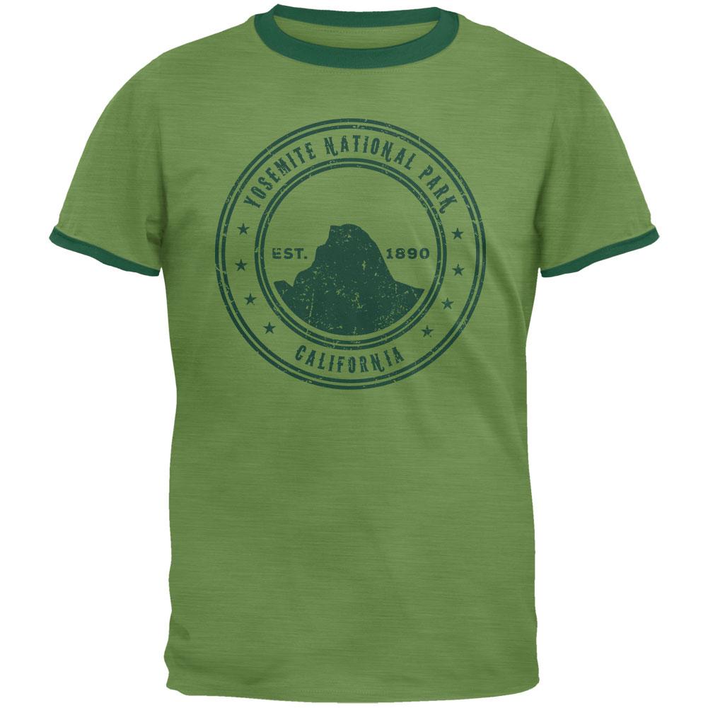 Yosemite National Park Vintage Heather Green Men's Ringer T-Shirt Men's T-Shirts Old Glory 2XL Green 