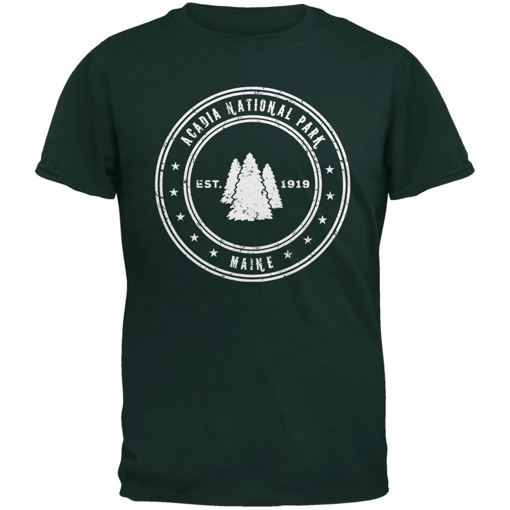 Acadia National Park Forest Green Adult T-Shirt Men's T-Shirts Old Glory 2XL Green 