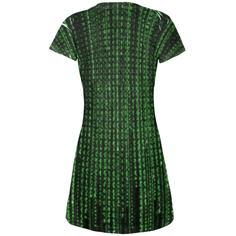 Falling Binary Code Juniors V-Neck Beach Cover-Up Dress Juniors Dresses Old Glory   