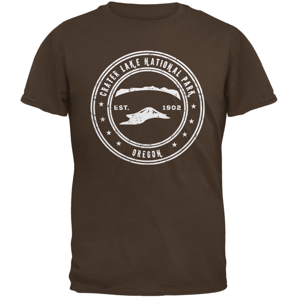 Crater Lake National Park Brown Adult T-Shirt Men's T-Shirts Old Glory 2XL Brown 