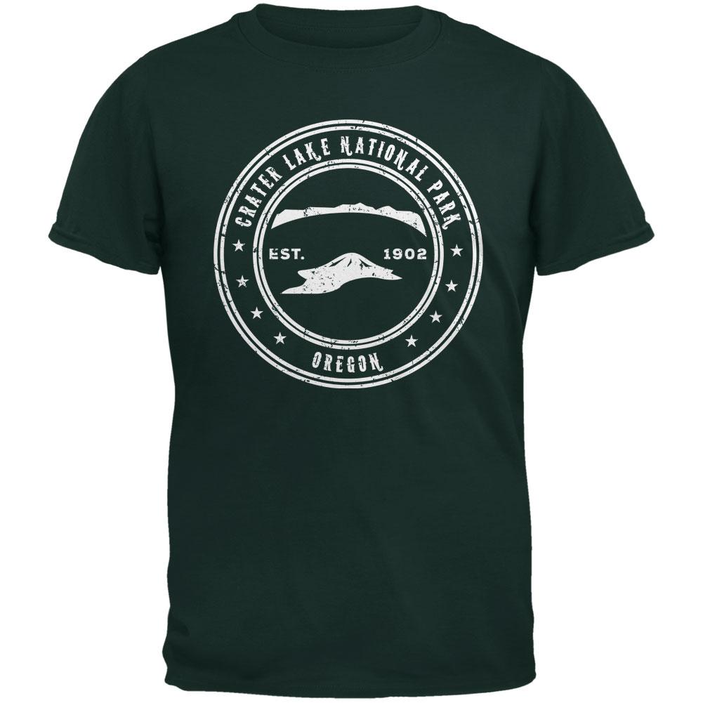 Crater Lake National Park Forest Green Adult T-Shirt Men's T-Shirts Old Glory 2XL Green 