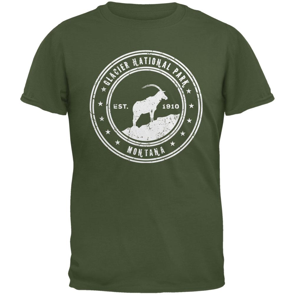 Glacier National Park Military Green Adult T-Shirt Men's T-Shirts Old Glory 2XL Green 