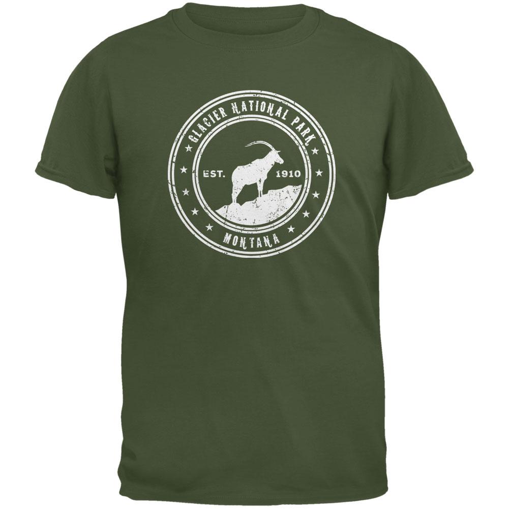 Glacier National Park Military Green Youth T-Shirt Youth T-Shirts Old Glory LG Green 