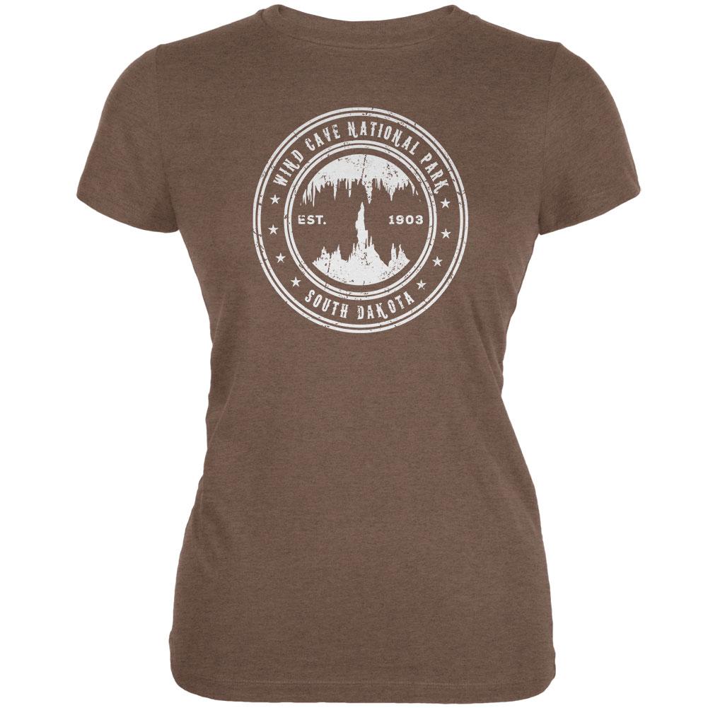 Wind Cave National Park Heather Brown Juniors Soft T-Shirt Juniors T-Shirts Old Glory 2XL Brown 