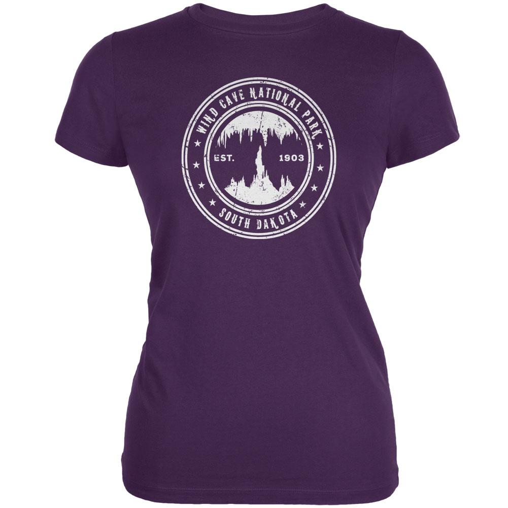 Wind Cave National Park Purple Juniors Soft T-Shirt Juniors T-Shirts Old Glory 2XL Purple 