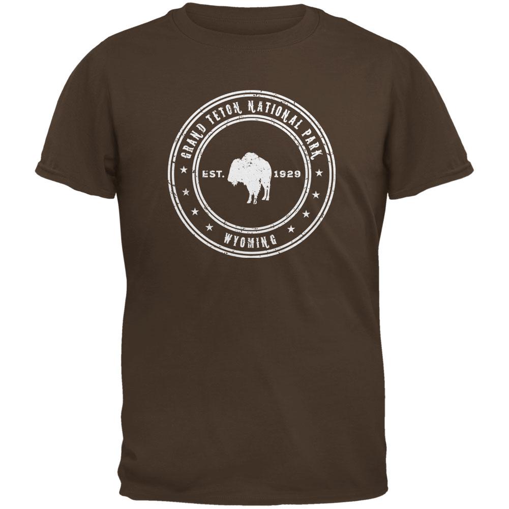 Grand Teton National Park Brown Youth T-Shirt Youth T-Shirts Old Glory LG Brown 