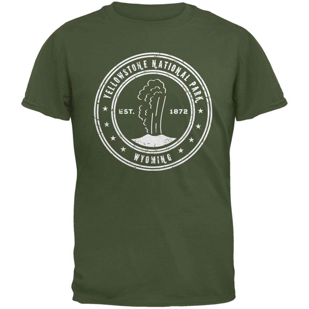 Yellowstone National Park Military Green Adult T-Shirt Men's T-Shirts Old Glory 2XL Green 