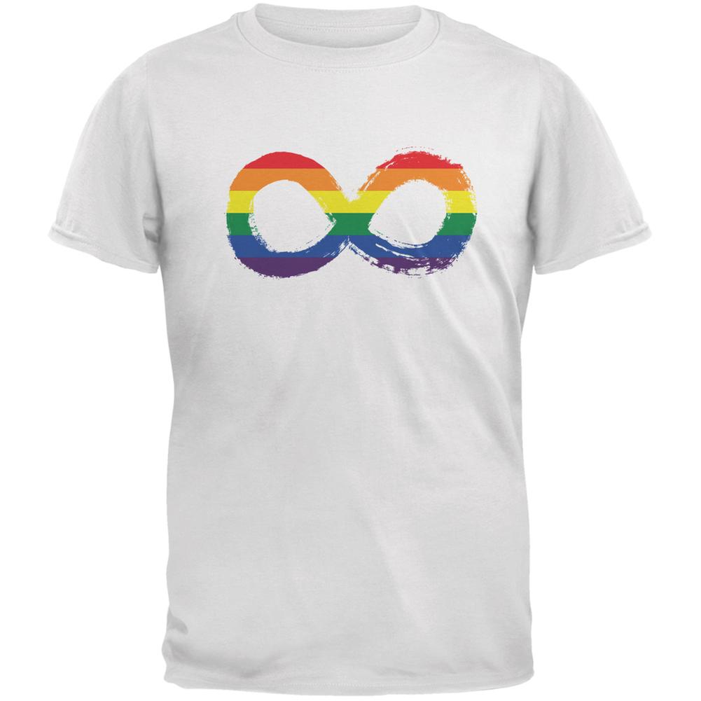 LGBT Infinity Rainbow White Adult T-Shirt Men's T-Shirts Old Glory 2XL White 