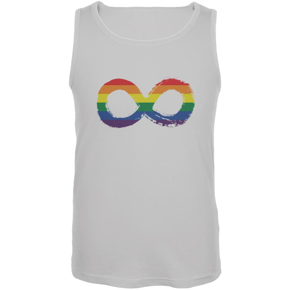 LGBT Infinity Rainbow White Adult Tank Top Men's Tank Tops Old Glory 2XL White 