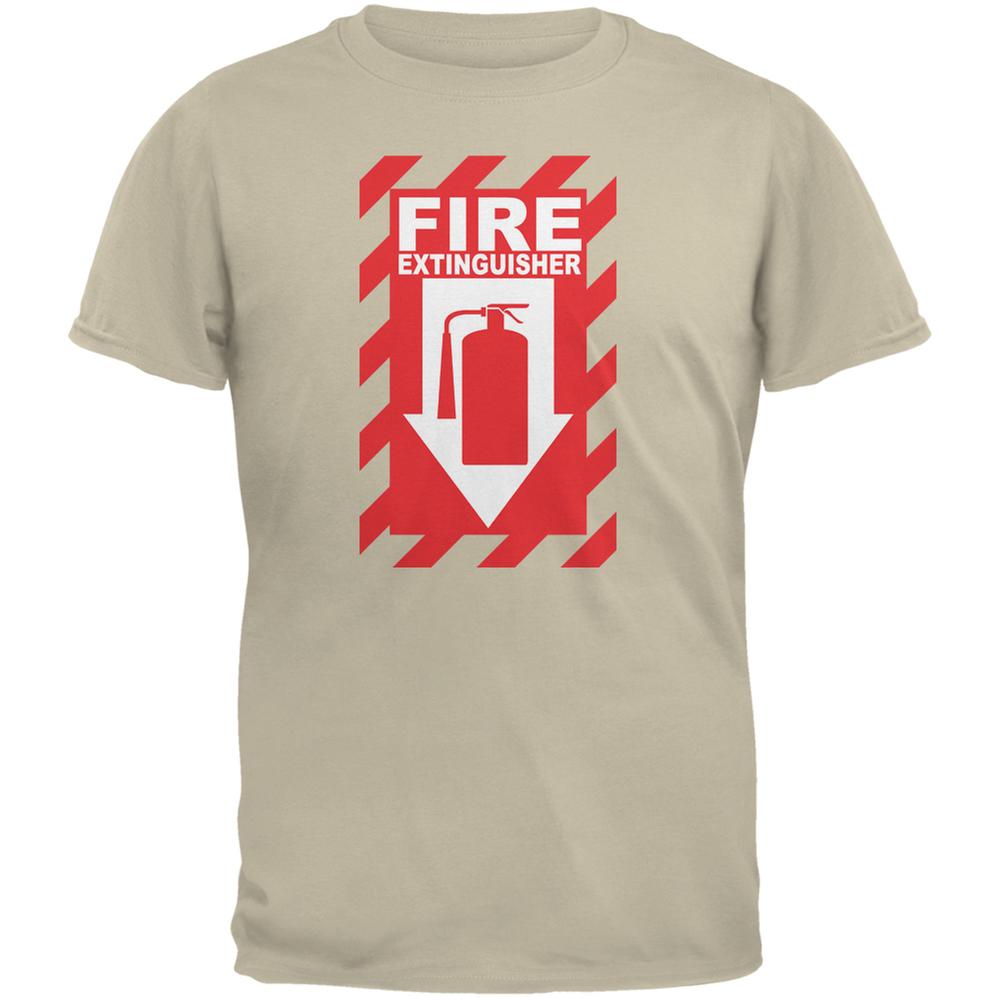 Funny Fire Extinguisher Sand Adult T-Shirt Men's T-Shirts Old Glory 2XL Off-White 