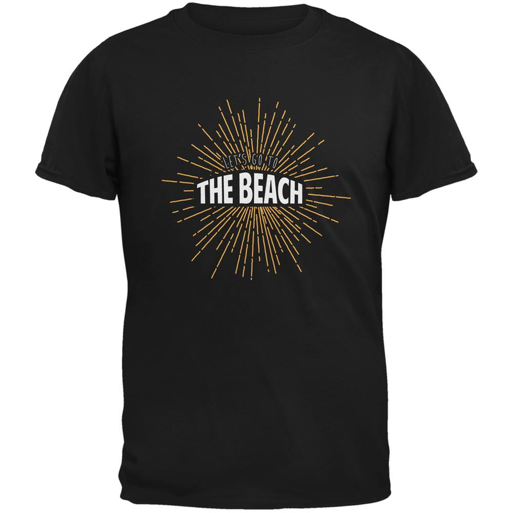 Let's Go To The Beach Vintage Sun Rays Black Adult T-Shirt Men's T-Shirts Old Glory 2XL Black 