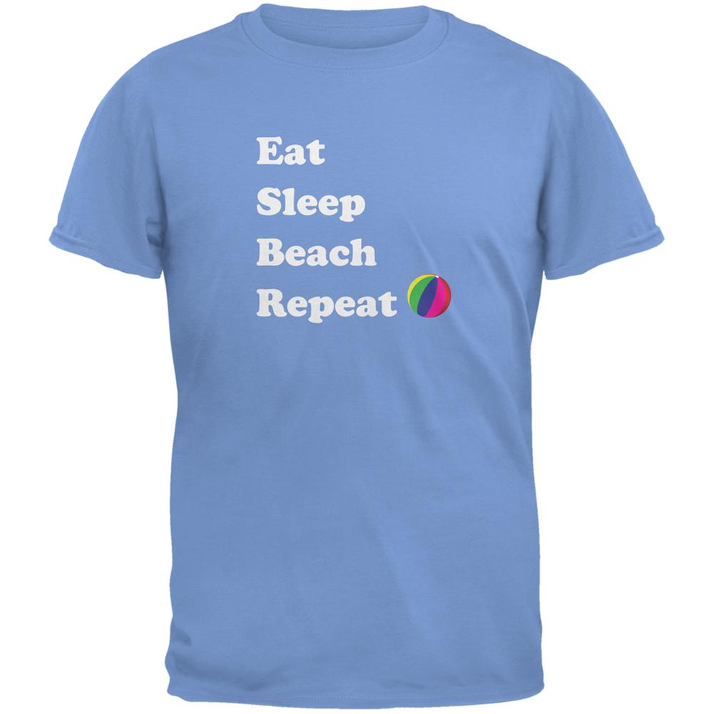 Eat Sleep Beach Repeat Carolina Blue Adult T-Shirt Men's T-Shirts Old Glory 2XL Blue 