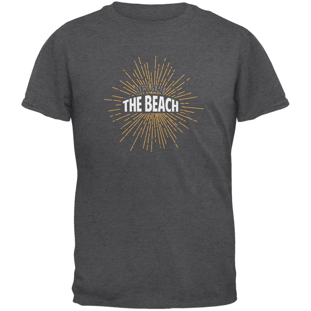 Let's Go To The Beach Vintage Sun Rays Dark Heather Adult T-Shirt Men's T-Shirts Old Glory 2XL Grey 