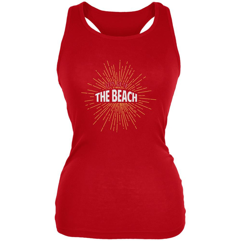 Let's Go To The Beach Vintage Sun Rays Red Juniors Soft Tank Top Juniors Tank Tops Old Glory 2XL Red 