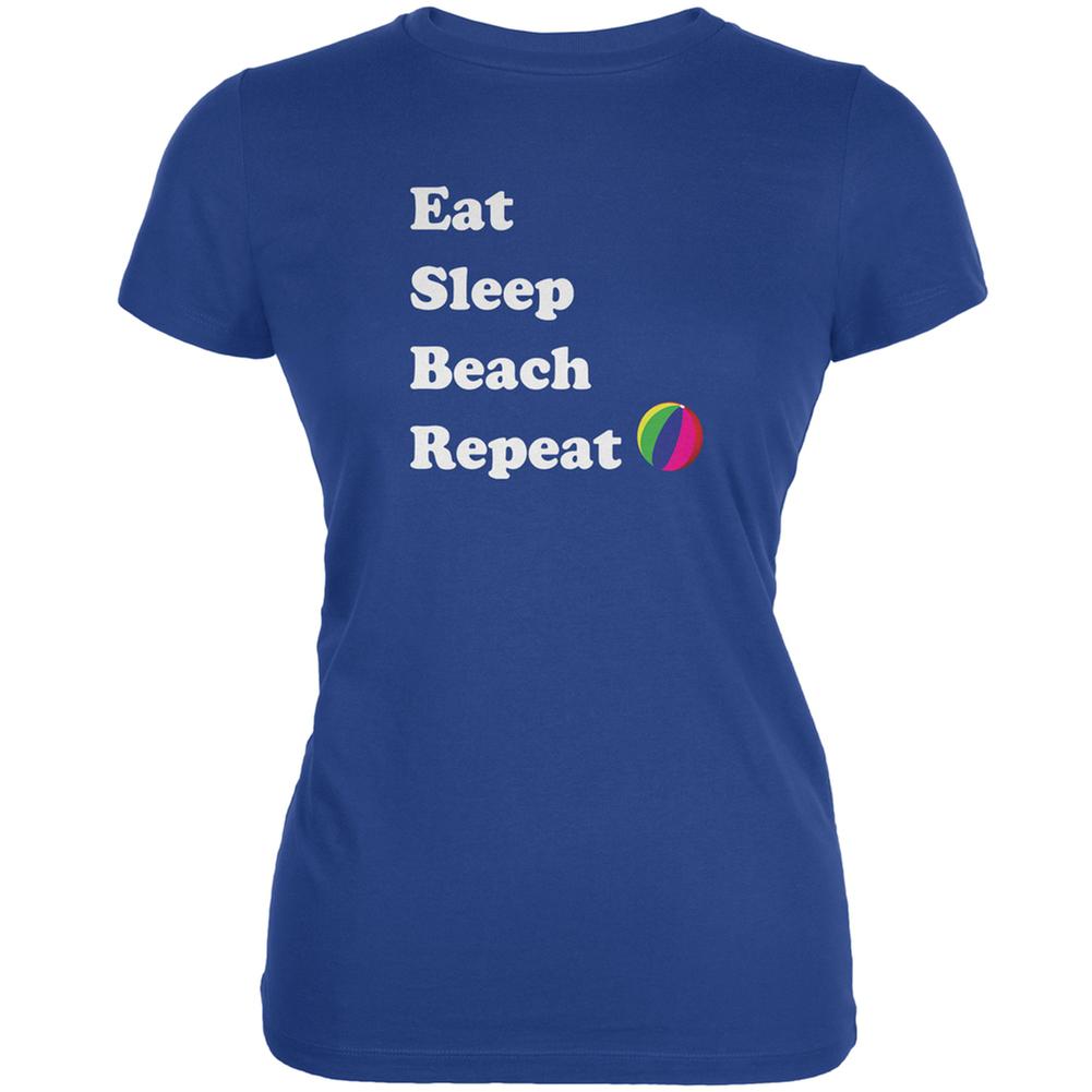 Eat Sleep Beach Repeat Royal Juniors Soft T-Shirt Juniors T-Shirts Old Glory 2XL Blue 