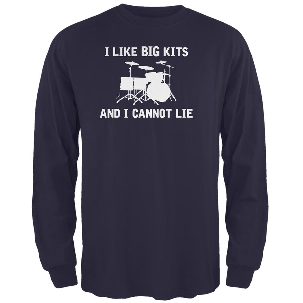 I Like Big Kits And I Cannot Lie Navy Adult Long Sleeve T-Shirt Men's Long Sleeves Music 2XL Blue 